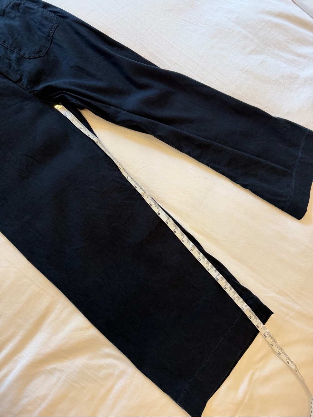 Anthropologie Maeve Dark Navy (almost black) Wide-Leg Cropped Pants Linen Blend - Picture 5 of 12